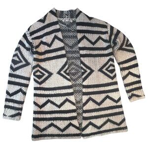 Roxy Y2K Karid Boho Open‎ Front Cardigan Sweater Women’s Small White Black Aztec